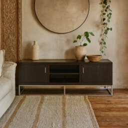 Wyld Haus Recife 2-Door Tv Unit In Black Charcoal Shagreen By