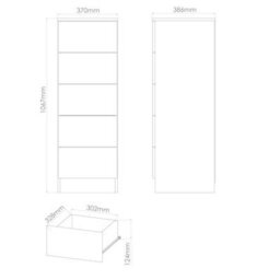 Trent 5 Drawer Tall Bedside Cabinet In Noche Walnut (Ready Assembled) - thumbnail 2