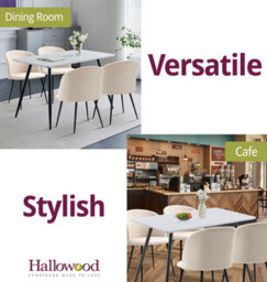 Hallowood Furniture Cullompton Rectangular Dining Table (120X70Cm), White Marble Effect Top, With 4 Soft Beige Fabric Chairs - thumbnail 6