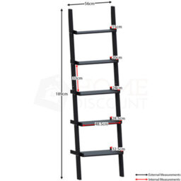 Lassic Vida Designs York Black 5 Tier Ladder Bookcase Freestanding Open Shelf (H)1890mm (W)560mm (D)325mm - thumbnail 2