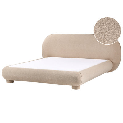 Beliani Bed Boucle Bayel 160 X 200 Cm (Eu King Size) Taupe - image 1