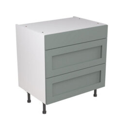 Kitchen Kit Sage Green Matt Shaker Door Base Unit Cabinet 3 Drawer Soft Close Flatpack - 800X870mm - thumbnail 1