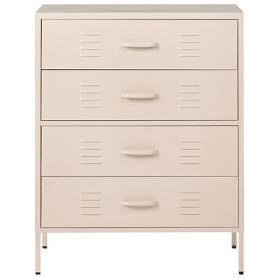 Wyld And Coco Four-Drawer Beige Metal Chest - Industrial Storage Cabinet For Home Office, 80 X 40 X 102 Cm - image 1