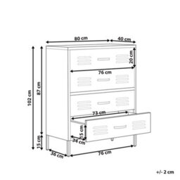 Wyld And Coco Four-Drawer Beige Metal Chest - Industrial Storage Cabinet For Home Office, 80 X 40 X 102 Cm - thumbnail 4