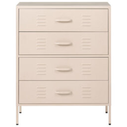 Wyld And Coco Four-Drawer Beige Metal Chest - Industrial Storage Cabinet For Home Office, 80 X 40 X 102 Cm - thumbnail 1