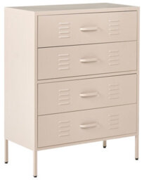Wyld And Coco Four-Drawer Beige Metal Chest - Industrial Storage Cabinet For Home Office, 80 X 40 X 102 Cm - thumbnail 3