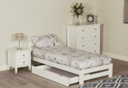 Amani Solid Pine Wood Xiamen Bed Frame (Mattress/drawers Not Included) - 4Ft Small Double White - thumbnail 3