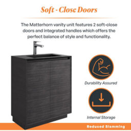 Plum&clay Matterhorn Dark Oak Floor Standing Bathroom Vanity Unit With Black Basin (W)600mm (H)850mm - thumbnail 3