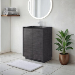 Plum&clay Matterhorn Dark Oak Floor Standing Bathroom Vanity Unit With Black Basin (W)600mm (H)850mm - thumbnail 1
