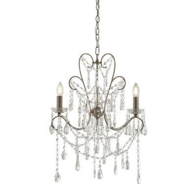 Luminosa Lighting Luminosa Berkley Chandeliers Aged Silver Paint, Clear Cut Glass, 3X E14 - image 1