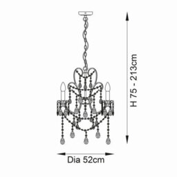 Luminosa Lighting Luminosa Berkley Chandeliers Aged Silver Paint, Clear Cut Glass, 3X E14 - thumbnail 8