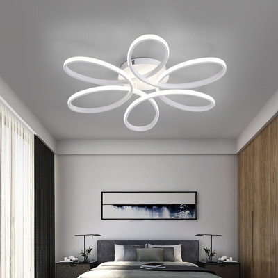 Living And Home Modern White Acrylic Frame Circular Petal Led Ceiling Light Fixture Cool White 58Cm - image 1