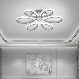 Living And Home Modern White Acrylic Frame Circular Petal Led Ceiling Light Fixture Cool White 58Cm - thumbnail 2