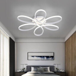 Living And Home Modern White Acrylic Frame Circular Petal Led Ceiling Light Fixture Cool White 58Cm - thumbnail 1