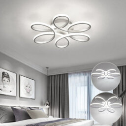 Living And Home Modern White Acrylic Frame Circular Petal Led Ceiling Light Fixture Cool White 58Cm - thumbnail 4