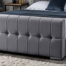 UKBEDFURNITURE Orlando Grey Plush Valvet Upholstered Bed Frame Only- Blackboard - 48 Inch Headboard - thumbnail 3