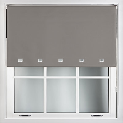 Furnished Blackout Roller Blinds With Square Eyelets And Metal Fittings- Dark Grey Trimmable (W)230Cm (L)165Cm