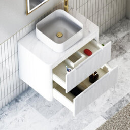 Royal Bathrooms Avenza 800mm Matt White Wall Hung Bathroom Countertop Vanity Unit 2 Drawer With Elena Basin - thumbnail 5