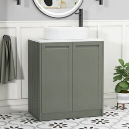 Royal Bathrooms Royal Bathroom Elmore 700mm Matt Green Freestanding Countertop Bathroom Vanity Unit 2 Door With Lyon Basin - thumbnail 1