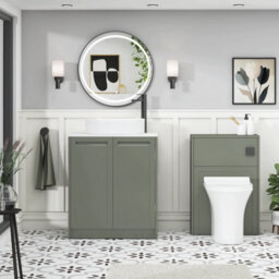 Royal Bathrooms Royal Bathroom Elmore 700mm Matt Green Freestanding Countertop Bathroom Vanity Unit 2 Door With Lyon Basin - thumbnail 5