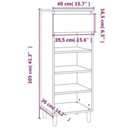 Vidaxl Shoe Cabinet Brown Oak 40X36X105 Cm Engineered Wood - thumbnail 3