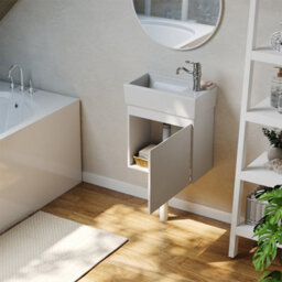 Living And Home Modern White Bathroom Vanity Unit With Integrated Basin & Shelf - thumbnail 2