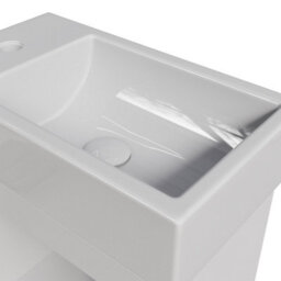 Living And Home Modern White Bathroom Vanity Unit With Integrated Basin & Shelf - thumbnail 6