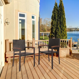 Gainoom Set Of 2 Outdoor Brown Pe Wicker Stackable Chairs Patio Dining Chairs - thumbnail 8