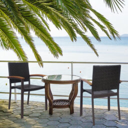 Gainoom Set Of 2 Outdoor Brown Pe Wicker Stackable Chairs Patio Dining Chairs - thumbnail 3