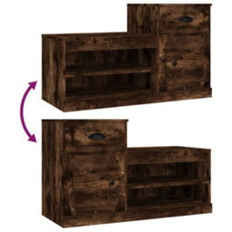 Berkfield Shoe Cabinet Smoked Oak 100X42X60 Cm Engineered Wood - thumbnail 9