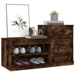 Berkfield Shoe Cabinet Smoked Oak 100X42X60 Cm Engineered Wood - thumbnail 4