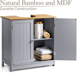 Christow Bathroom 2 Door Storage Under Sink Cabinet Grey - thumbnail 3