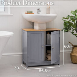 Christow Bathroom 2 Door Storage Under Sink Cabinet Grey - thumbnail 6