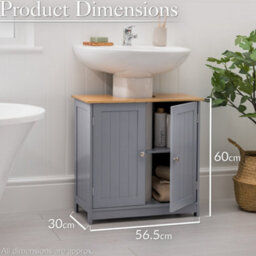 Christow Bathroom 2 Door Storage Under Sink Cabinet Grey - thumbnail 7
