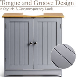 Christow Bathroom 2 Door Storage Under Sink Cabinet Grey - thumbnail 4