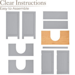 Christow Bathroom 2 Door Storage Under Sink Cabinet Grey - thumbnail 5