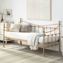 SlumberWorx Newnham Classic Victorian Style Living Room Bedroom Antique Brass Metal Day Bed Frame - thumbnail 1