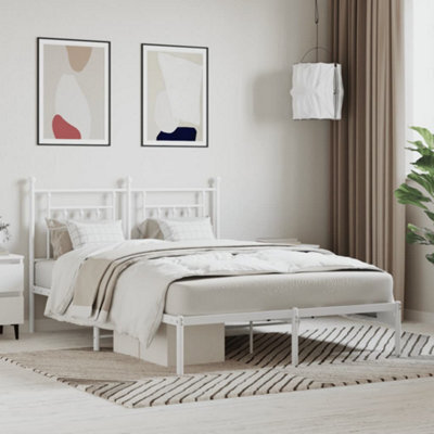 Berkfield Metal Bed Frame With Headboard White 140X200 Cm - image 1