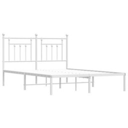 Berkfield Metal Bed Frame With Headboard White 140X200 Cm - thumbnail 5