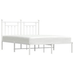 Berkfield Metal Bed Frame With Headboard White 140X200 Cm - thumbnail 4