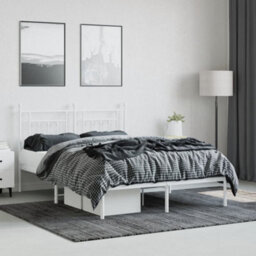 Berkfield Metal Bed Frame With Headboard White 140X200 Cm - thumbnail 3