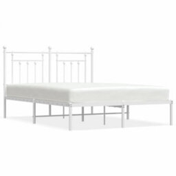 Berkfield Metal Bed Frame With Headboard White 140X200 Cm - thumbnail 2