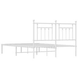 Berkfield Metal Bed Frame With Headboard White 140X200 Cm - thumbnail 8