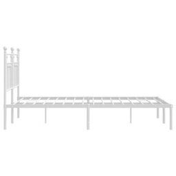Berkfield Metal Bed Frame With Headboard White 140X200 Cm - thumbnail 7