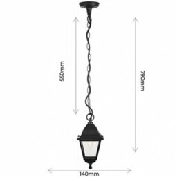Happy Homewares Matt Black Cast Aluminium Ip44 Outdoor Hanging Lantern - thumbnail 4