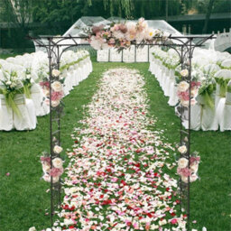 Metal Garden Gate Wedding Rose Arch Pergola Archway Climbing Plant Trellis Black - thumbnail 3