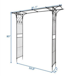 Metal Garden Gate Wedding Rose Arch Pergola Archway Climbing Plant Trellis Black - thumbnail 2