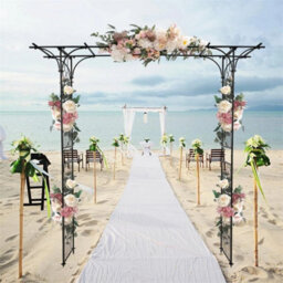 Metal Garden Gate Wedding Rose Arch Pergola Archway Climbing Plant Trellis Black - thumbnail 6