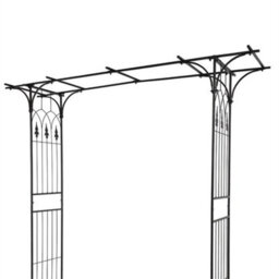 Metal Garden Gate Wedding Rose Arch Pergola Archway Climbing Plant Trellis Black - thumbnail 1
