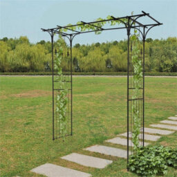 Metal Garden Gate Wedding Rose Arch Pergola Archway Climbing Plant Trellis Black - thumbnail 5